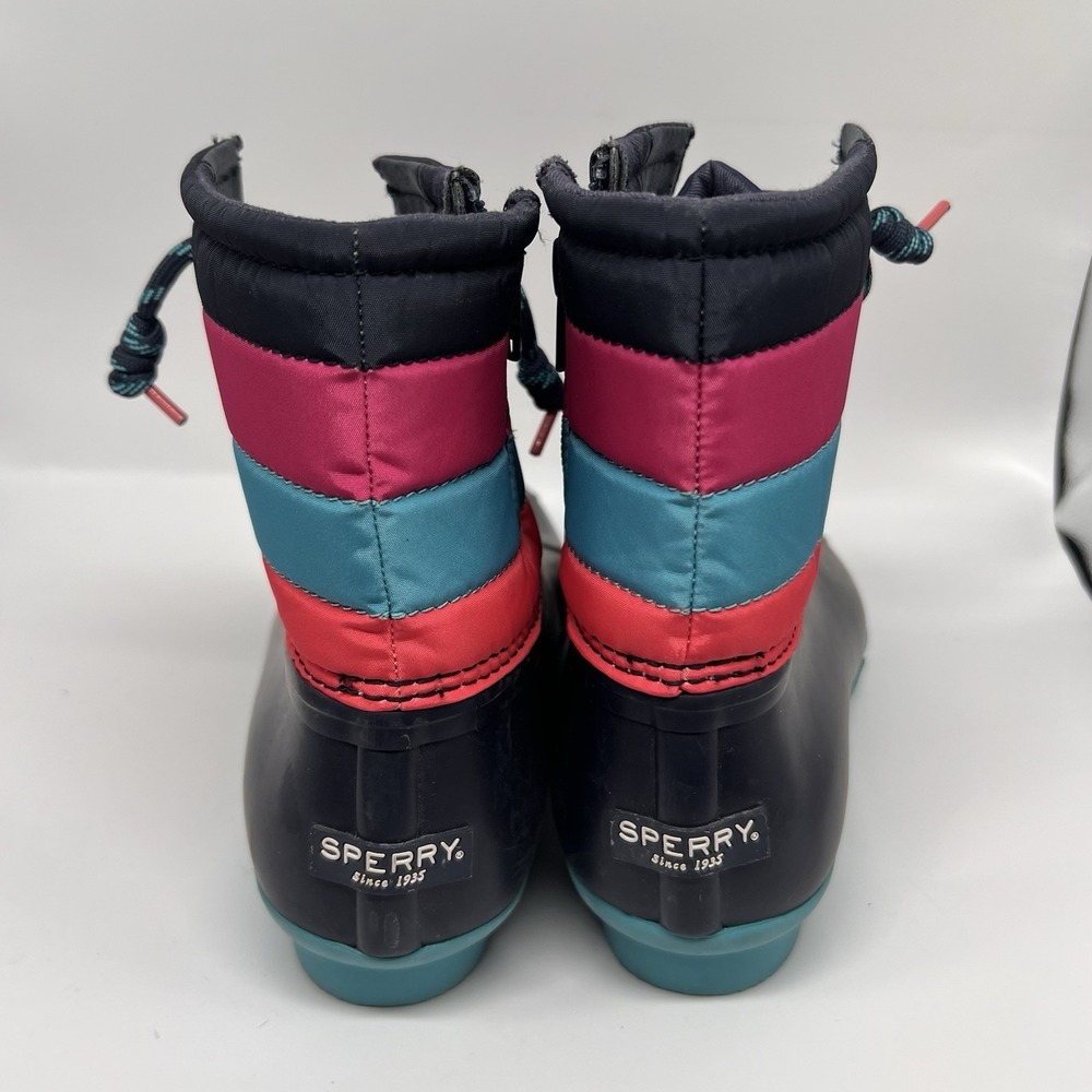 Sperry‎ Saltwater Rubber Waterproof Boots Rain Duck Zip Rainbow Womens 6 Shoes - Picture 3 of 6